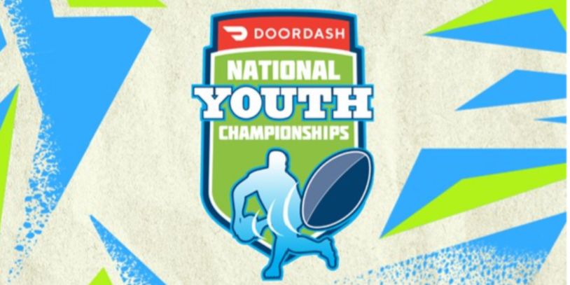 Doordash National Youth Championships logo with rugby player.