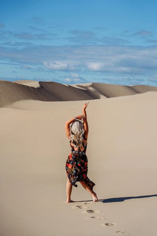 Leah Justine at the Oregon Dunes to promote her original single "Quicksand".