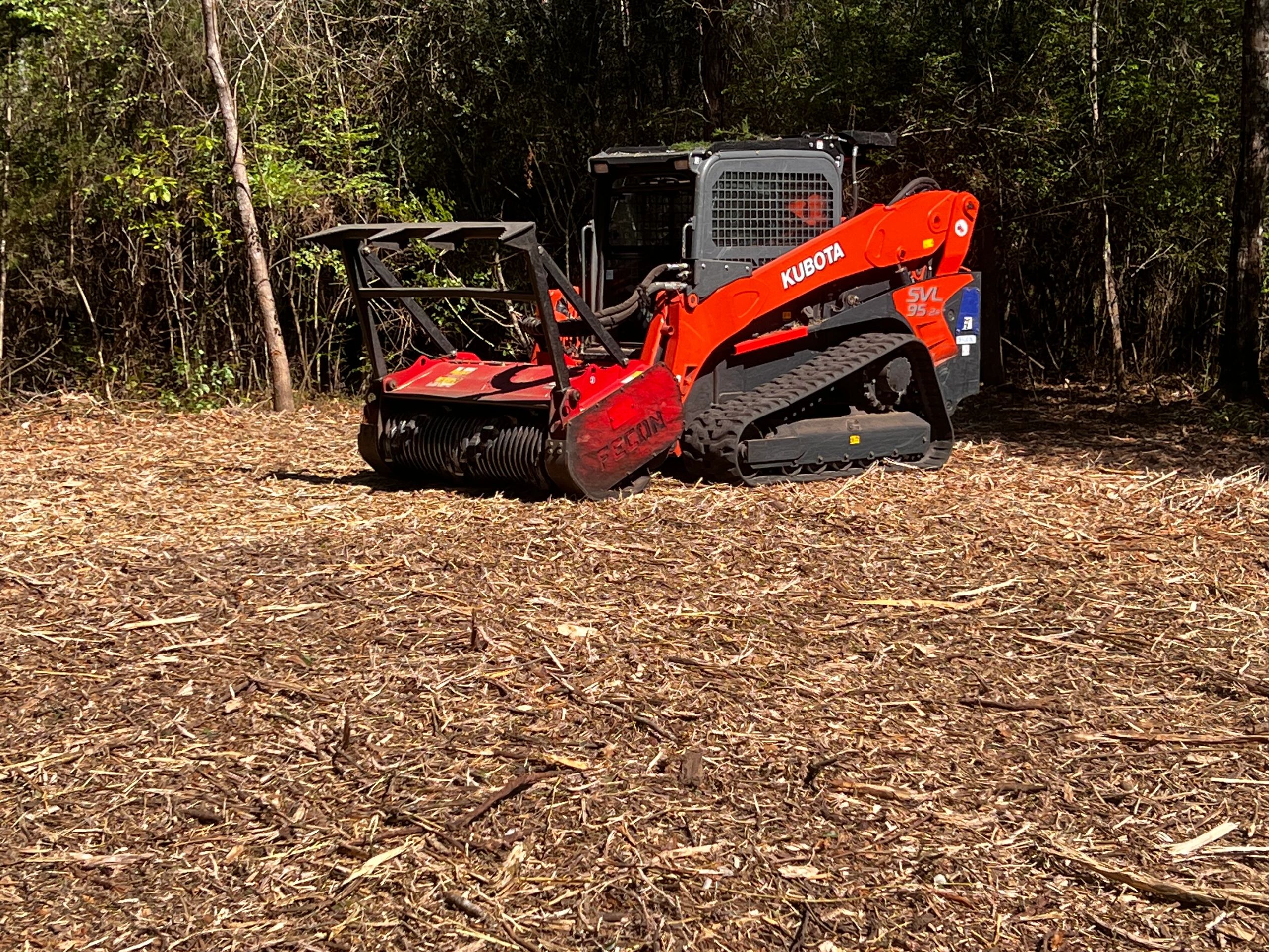 forestry mulching near me and a pond