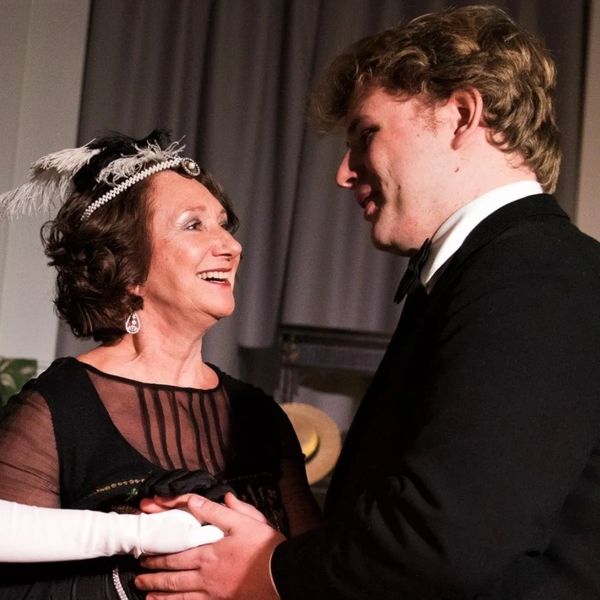 Billy Morton as Sandy Tyrell with Gloria Wright in Hay Fever for Thistledown Theatre 2017
