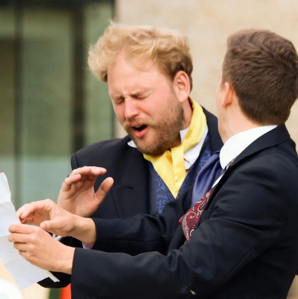 Billy Morton as Benvolio with Cyd Cowley in Romeo & Juliet at Oxford Castle in 2023