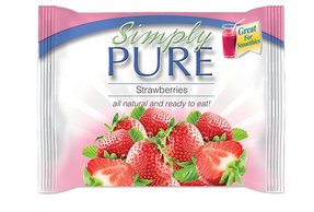 Simply Pure single-serve frozen Strawberry fruit packets.