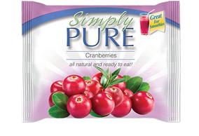 Simply Pure single-serve frozen Cranberry fruit packets.