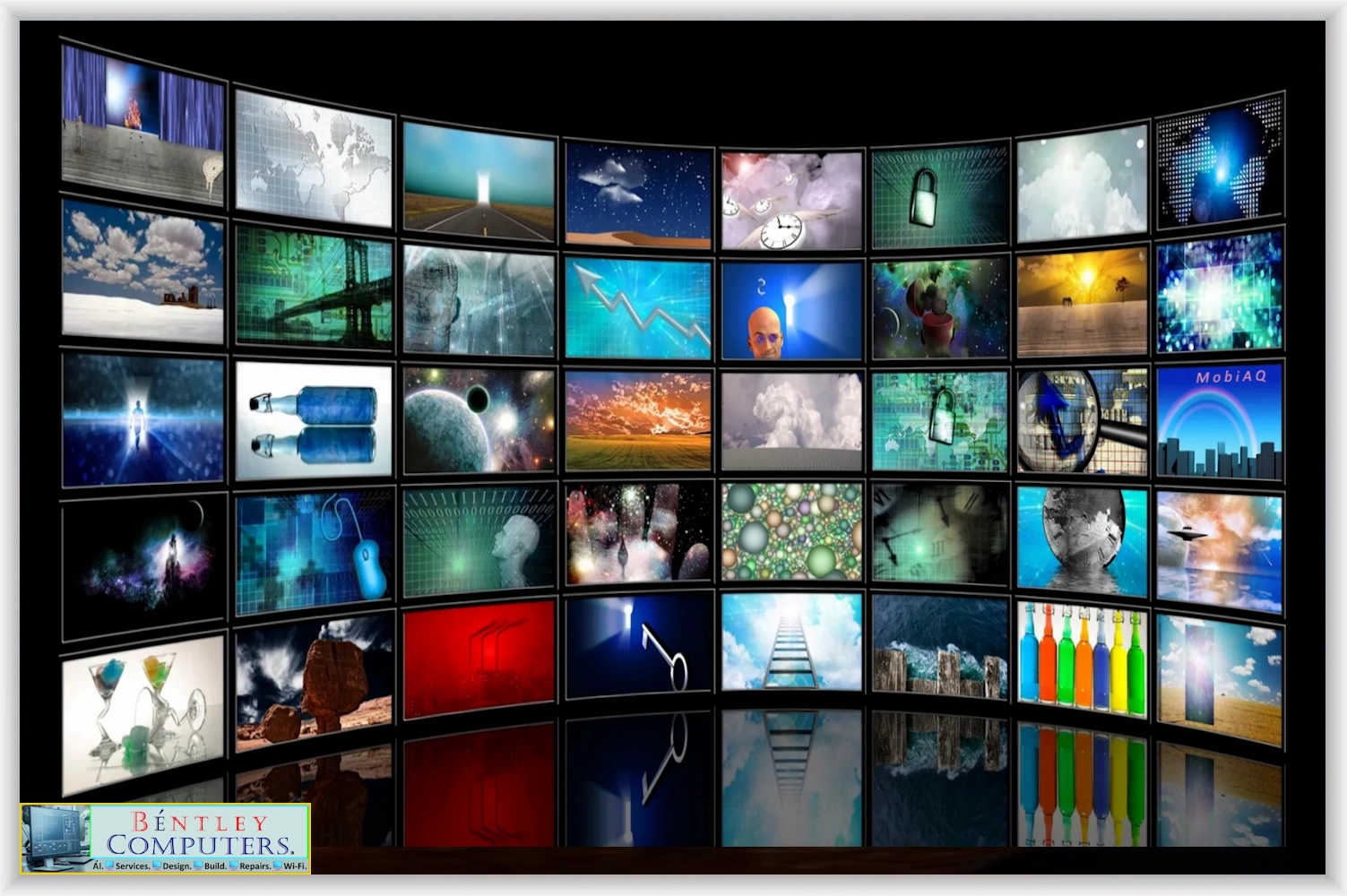 Béntley Computers MobiAQ Telephone Autos Designs Repairs Róbotics Hologram Tables Devices Pods Sales