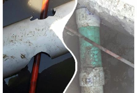 Damaged pipe and fix