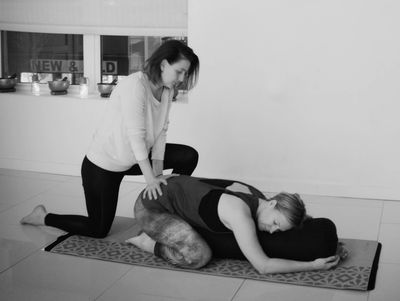 A guided yoga session