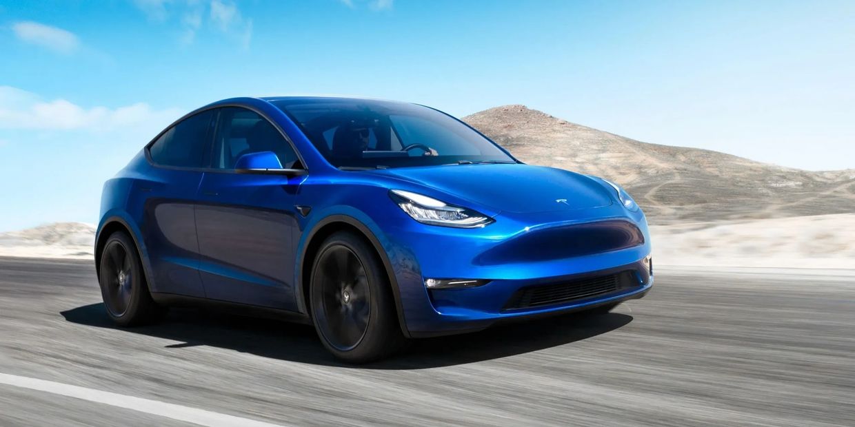 Tesla Blue Color Car