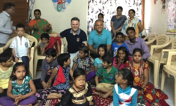 DrJaymz visiting children's home in India.