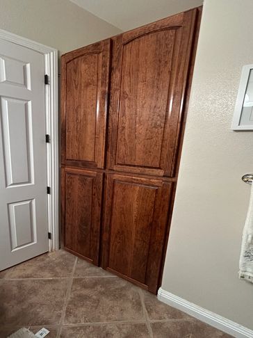 Custom Cabinet for small bathroom. Cherry wood