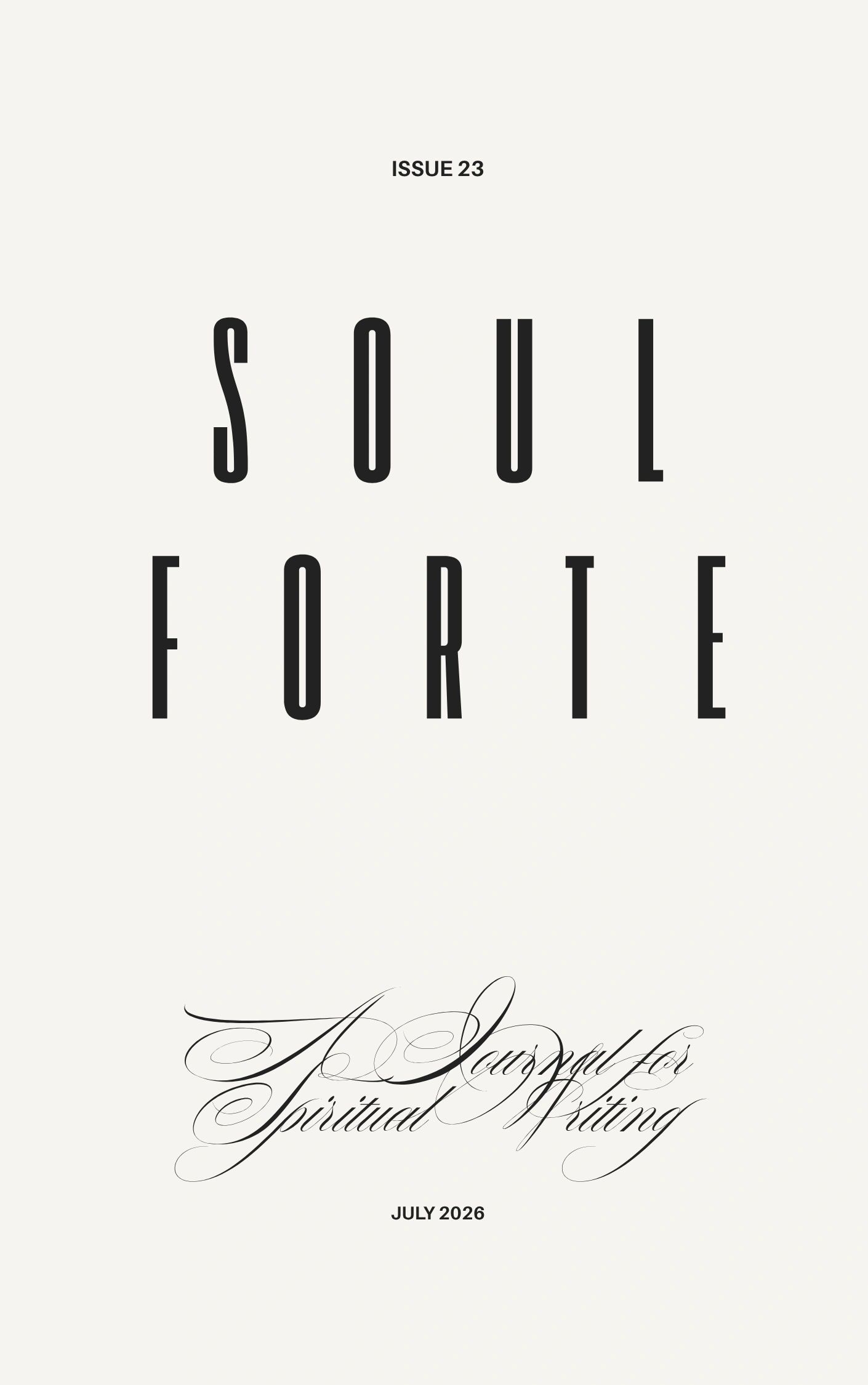 Magazine cover titled Soul Forte, Issue 23, July 2026.