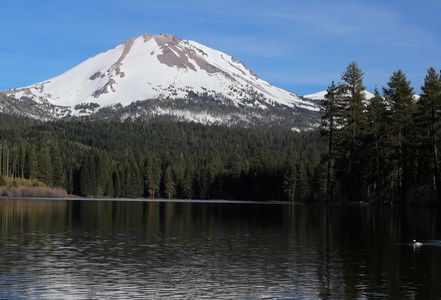 Mount Lassen from Manzanita Lake ~photo by Timbre Beck, no reproduction without permission, all righ
