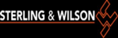 Sterling & Wilson logo with orange and white design on black background.