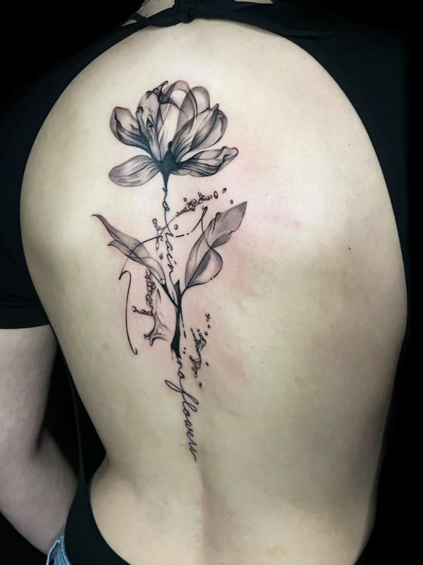 Custom negative floral Tattoo done by Jay Inksane Grobler 