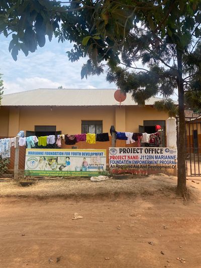 Photo of the outside of the MFYD office and skills center located in Ibanda, Uganda
