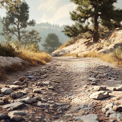 Old gravel road in need of repair.
