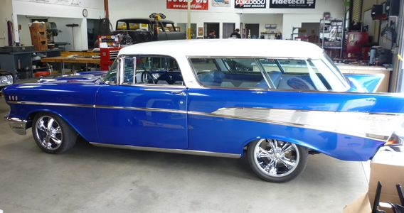 57 Chevy Nomad with its oil changed, fuel sender replaced, and shifter adjusted.