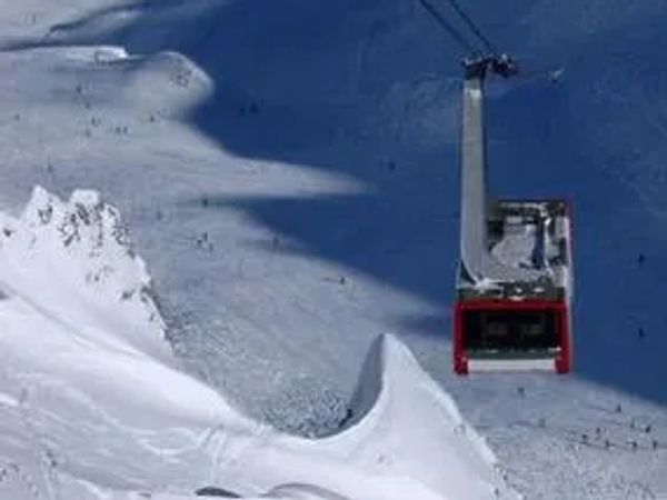 Cable car between Chamonix and Aiguille du Midi in the French Alps
