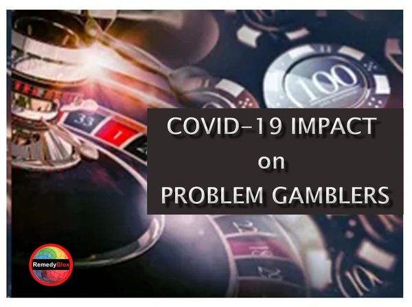 Photo of roulette wheel with text caption COVID-19 Impact on Problem Gamblers