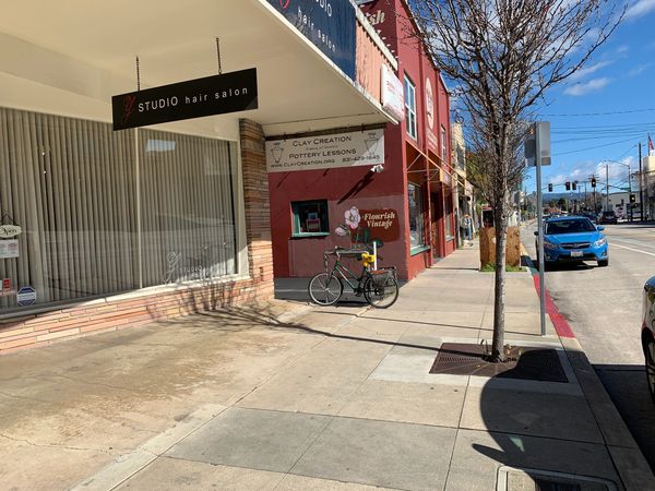 The street view- Our front door is at the end of the alley.