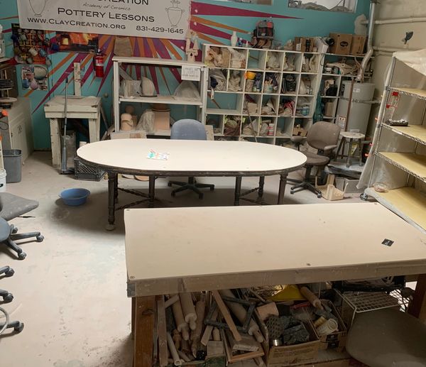 Hand-building stations have fabric covered surface so your clay projects wont stick