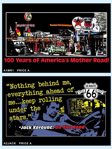Vintage Route 66 shirt and Jack and Jan Kerouac Centennial shirt
