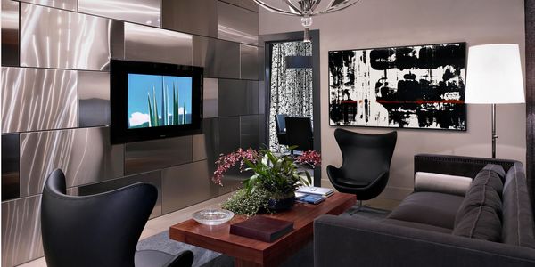 Contemporary waiting room at international headquarters