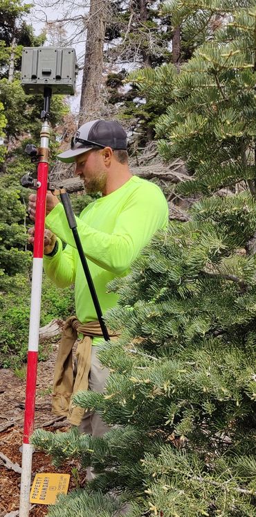 GPS equipment being used to locate a control point while doing a boundary survey.