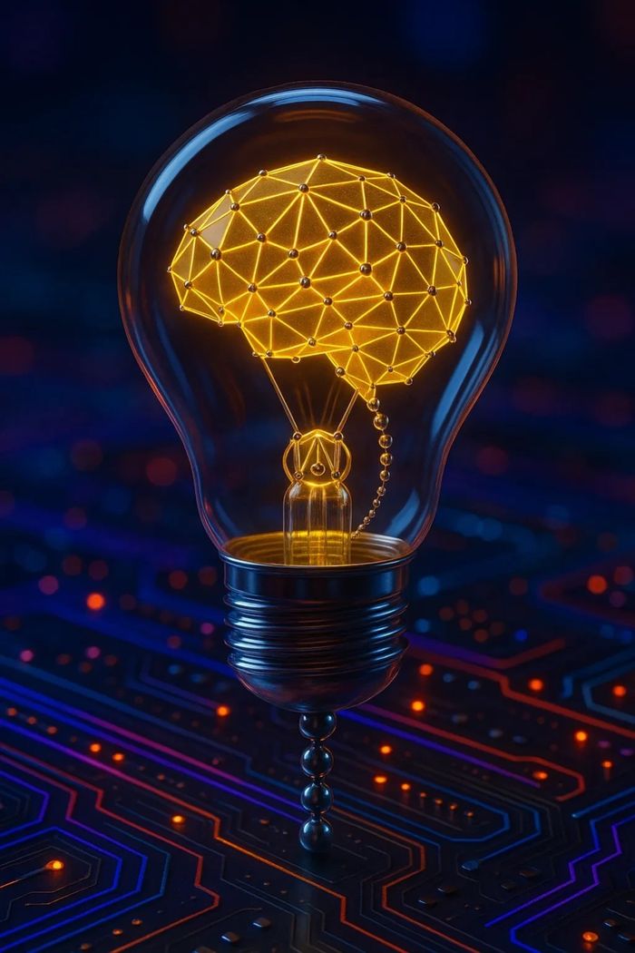 Light bulb with a glowing brain-shaped filament symbolizing smart ideas.