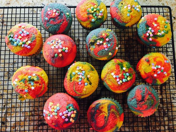 Rainbow Sprinkle Tye Dye Cupcakes