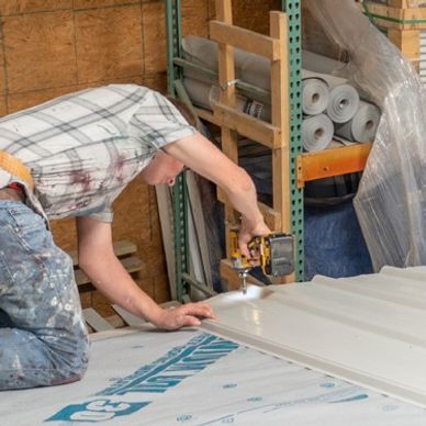 installing metal roofing over underlayment for portable storage shed and buildings