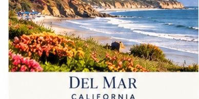 Scenic beach view in Del Mar, California.