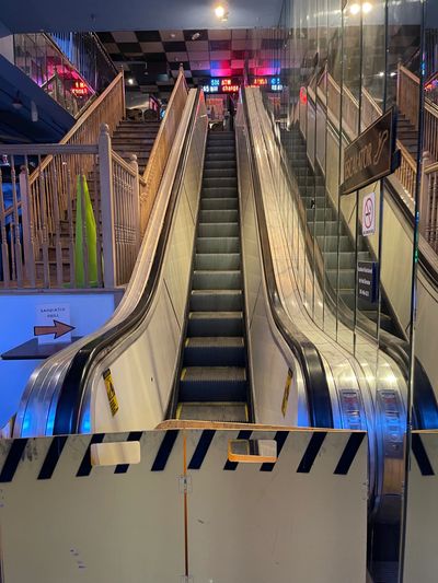 An escalator at the Bull Durham Casino in Blackhawk, Colorado