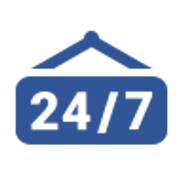 24/7 Icon illustrating that the business is open 24 hours a day, 7 days a week