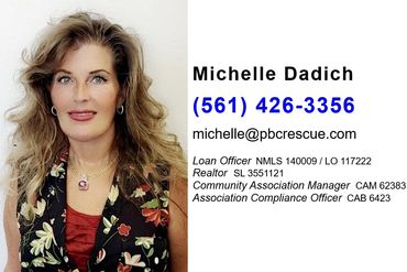 Professional portrait of Michelle Dadich with contact details and job titles.