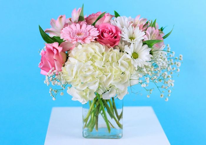 "Sweet Pinks" floral arrangement, top selling customer favorite Summer 2024