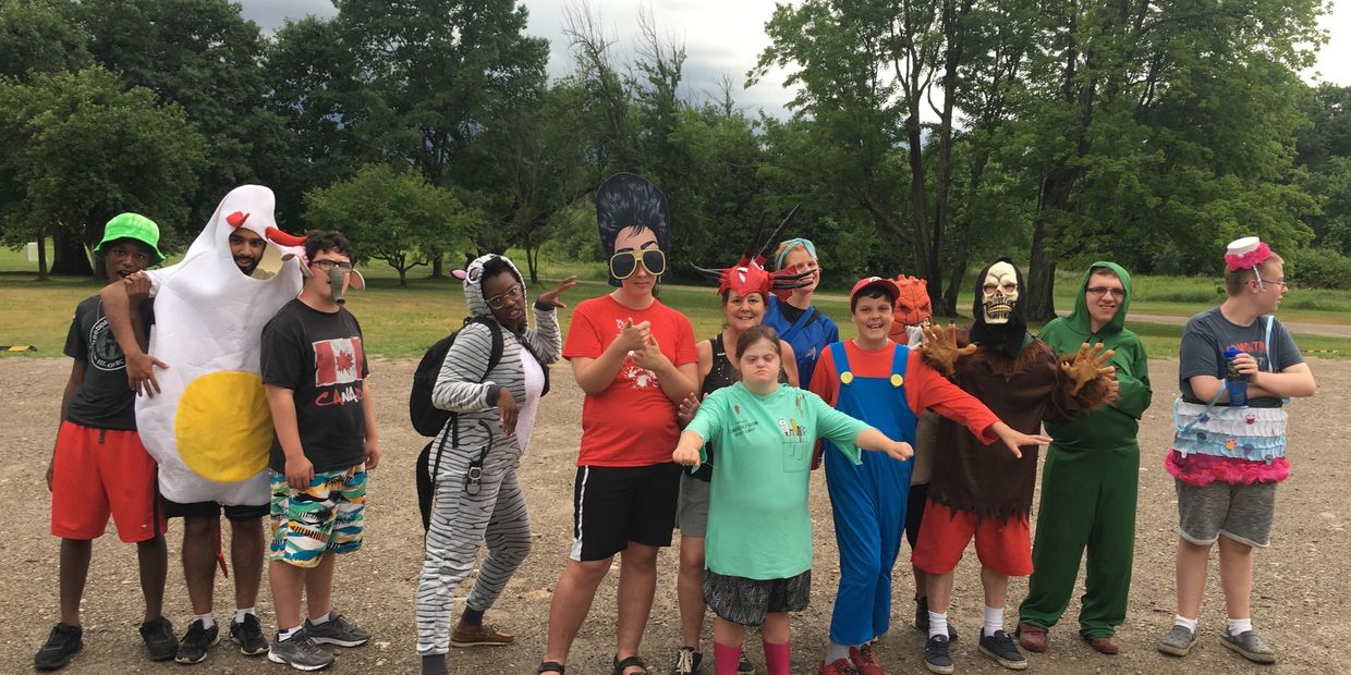 Campers dressed up costume haing fun