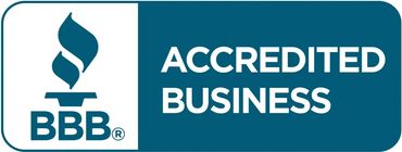 BBB Accredited Business logo in blue and white.