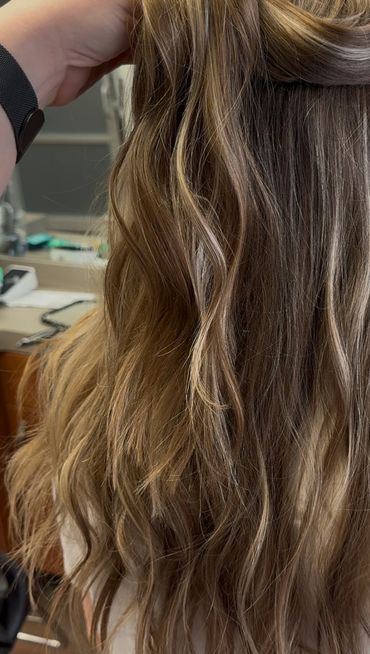 blonde balayage hair color and style done