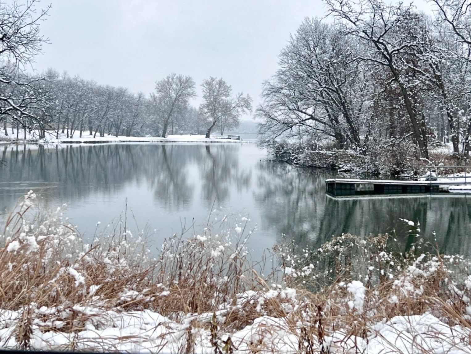 Winter picture of Lake Keomah State Park.