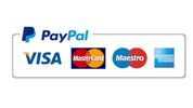 Payment options including PayPal, Visa, MasterCard, Maestro, and American Express logos.