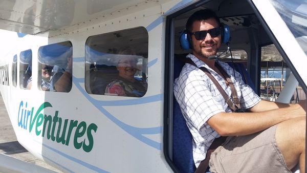 passengers riding in a australian airvan in kauai