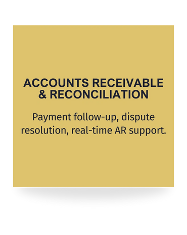 AR and reconciliation services for law firms, including dispute resolution and payment follow-up.