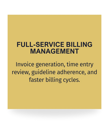 LegalFee Consultants full-service billing support for law firms, including time entry and invoicing.