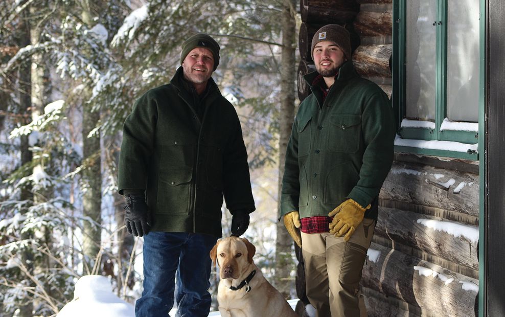 John Rajala, Ethan Rajala and Ivar the  Timber Dog in Minnesota's Great North Woods