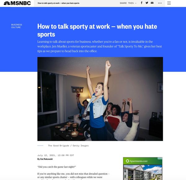Talk Sporty to Me - A Client of The BCPR Group MSNBC