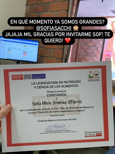 Clase para la Licenciatura en La Ibero sobre preparación de Alimentos