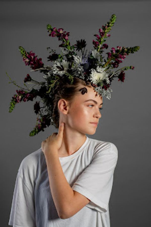 Fresh floral mohawk. Editorial style photoshoot.