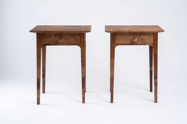 Clear alder, Knotty alder nightstands. Dark stained end tables. hand cut dovetail drawers.