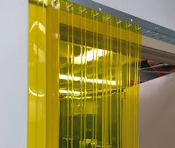 Yellow see thru strip curtains