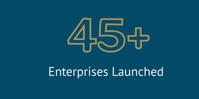 45+ enterprises launched, highlighting significant business growth.